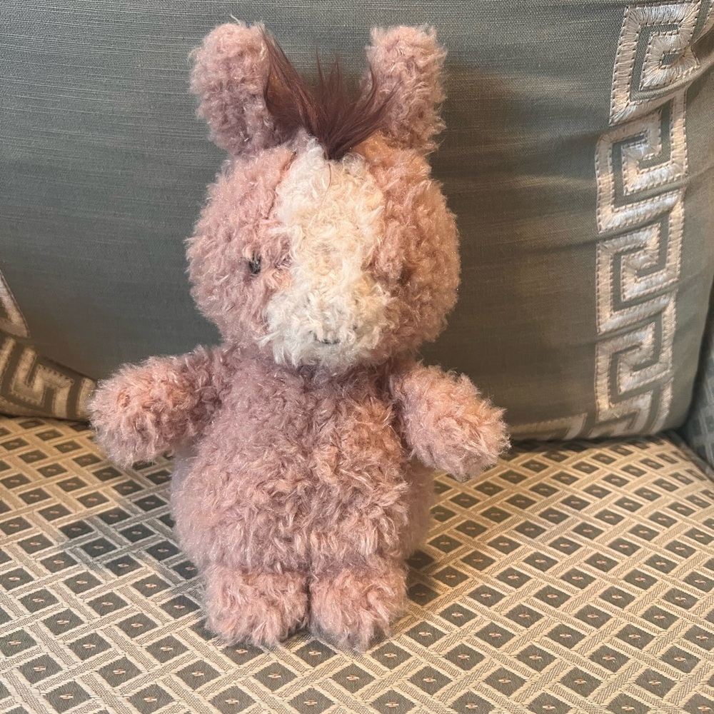 Jellycat Dusty Pink Curly Plush horse with Brown Tail